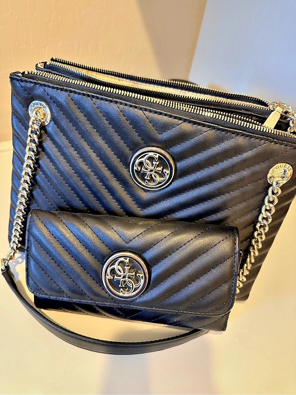 GUESS Quilted Crossbody Bag in Black